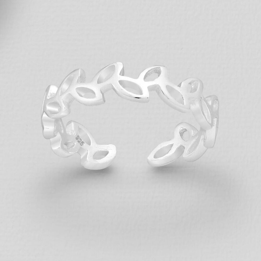 Alternating Leaves Sterling Silver Toe Ring Adjustable